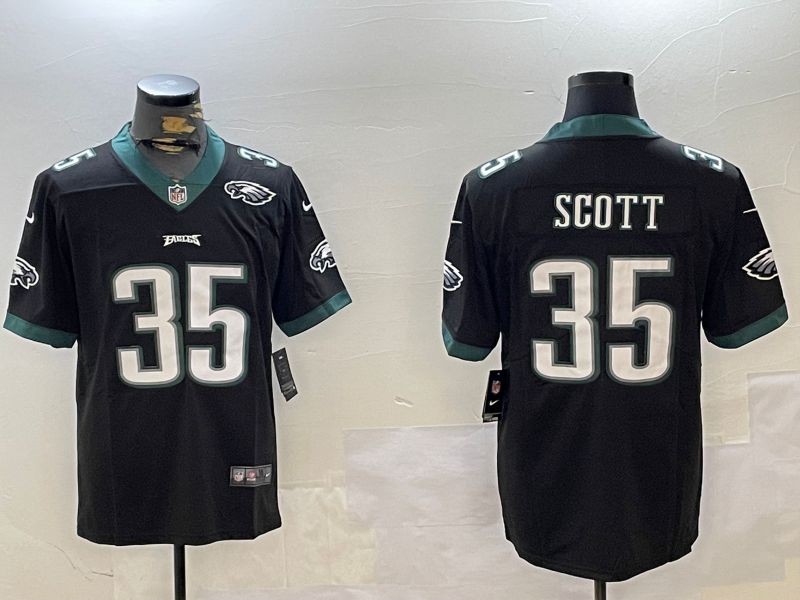 Men Philadelphia Eagles #35 Scott Black Second generation 2024 Nike Limited NFL Jersey style 2